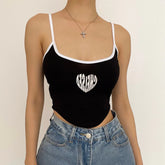 Low Cut Print Contrast Cami Crop Top