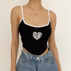 Low Cut Print Contrast Cami Crop Top