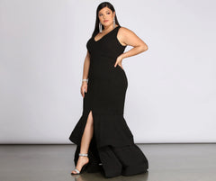 Plus Sandra Stylish Glitter Ruffle Dress