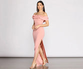 Colleen Ruffle Off Charming Shoulder Crepe Dress