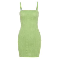 Textured Solid Square Neck Cami Dress