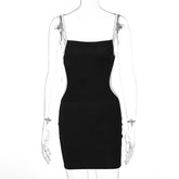 Hollow Out Knitted Square Neck Contrast Cami Dress