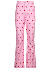 2024 Fashion Trends Y2K Pink Pants Heart Printed Sweet Trousers Vintage Aesthetic Party Pants Pockets Joggers Festival Outfits Women New
