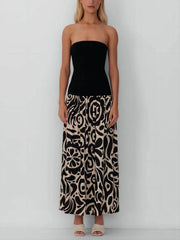 Strapless Floral Stylish Print Midi Dress