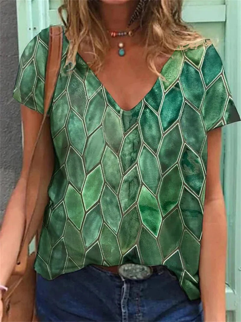 Summer Green Geometric Groove Tee