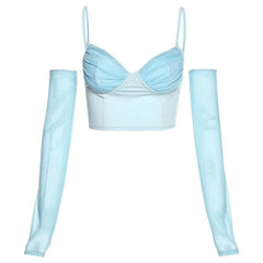 Heart Neck Ruched Cami Crop Top