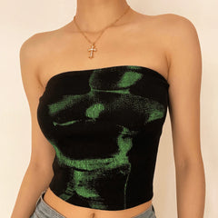 Ribbed Print Tube Top