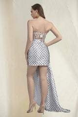 White Strapless Mini Mesh Bodycon Dress