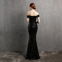 Clara Glitter Off The Graceful Shoulder Split Dress For Prom