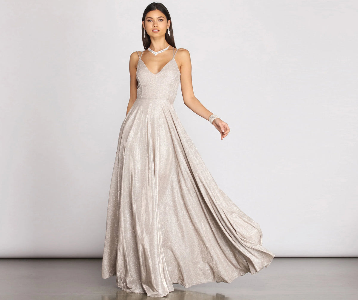 Shira Shine Stylish Lace Back Gown