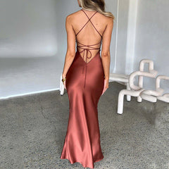 Heidi Formal Stylish Satin Lattice Dress