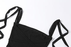 Bandage Mesh See-Through Lace Up Tube Top