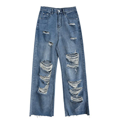 Spring And Autumn Women'S Ripped Jeans High Waist Loose Straight Pants Wide Leg Pants Women'S Jeans Y2K High Street Jeans