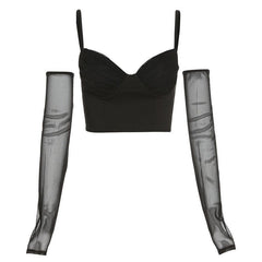 Heart Neck Ruched Cami Crop Top