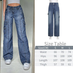 New Printed Baggy Y2K Jeans Women'S Low Waist Jeans Autumn Winter Oversize Wide Leg Baggy Pants Casual Cargo Trousers
