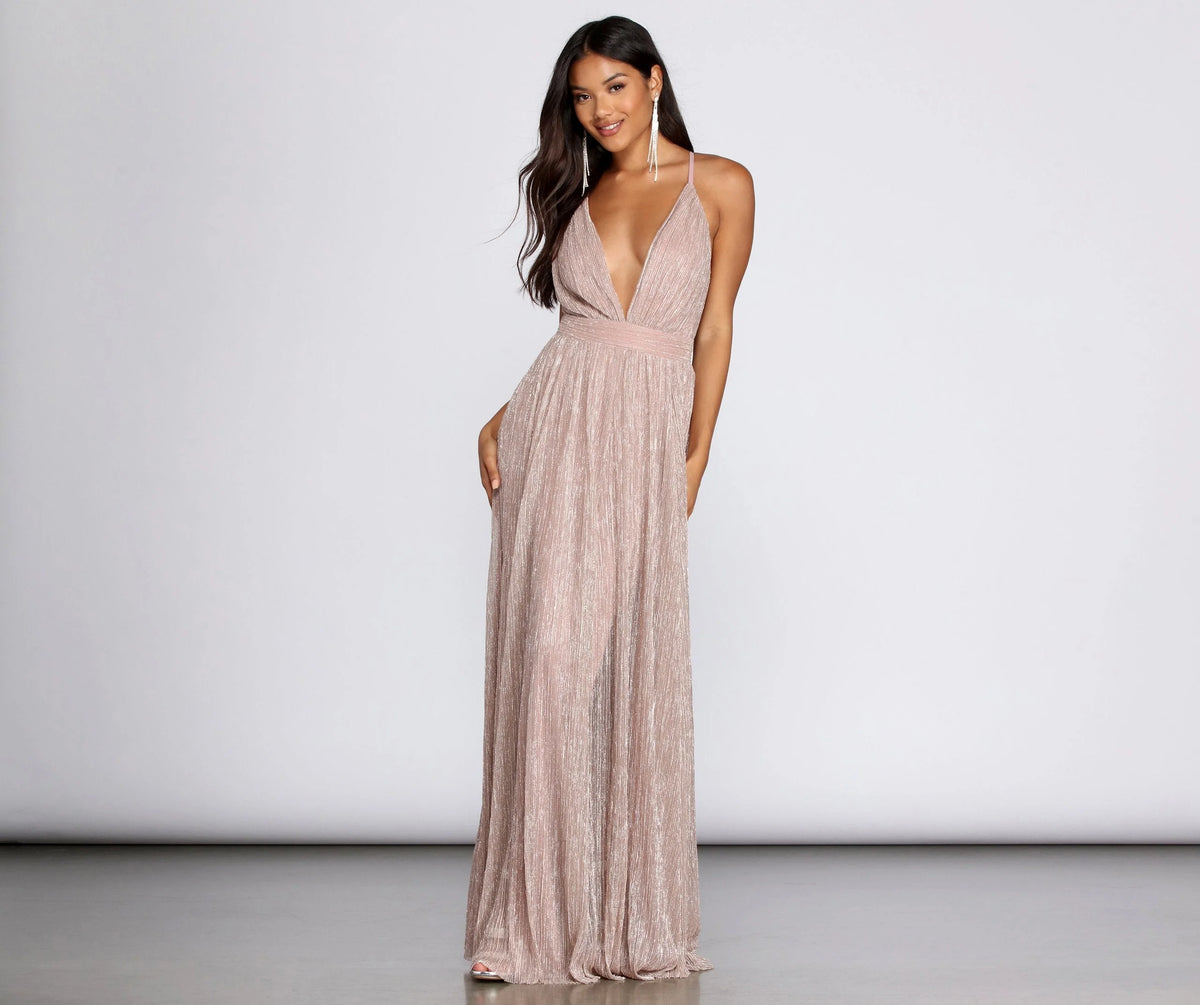 Haley Formal Stylish Shimmering Metallic Dress