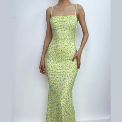 Flower Print Contrast Cowl Neck Backless Cami Maxi Dress