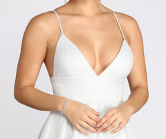Asta Glitter Lace Charming Up Back A-Line Dress