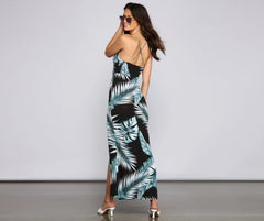 Major Jetsetter Tropical Charming Print Maxi Dress