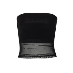 Solid Sleeveless Mesh Backless Tube Top