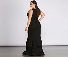 Plus Sandra Stylish Glitter Ruffle Dress
