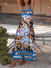 Printed Suspender Stylish Maxi Dress