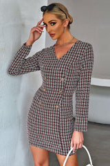 Double-Breasted Slim Waist Short Dress