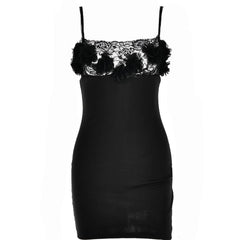 Flower Applique Lace Patchwork Backless Cami Mini Dress