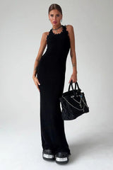 Slim Hip-Wrapped Drape Knitted Long Dress