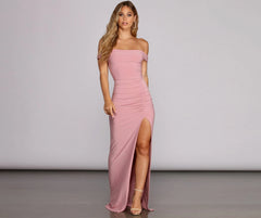 Ria Formal High Charming Slit Ruched Dress