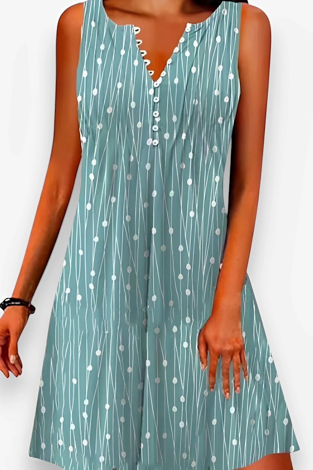 Floral Buttoned Sleeveless Summer Dress