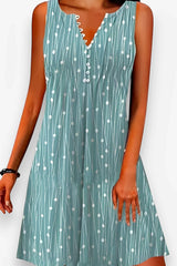 Floral Buttoned Sleeveless Summer Dress