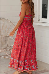 Bohemian Floral Split Joint V Neck Princess Dresses(3 Colors)