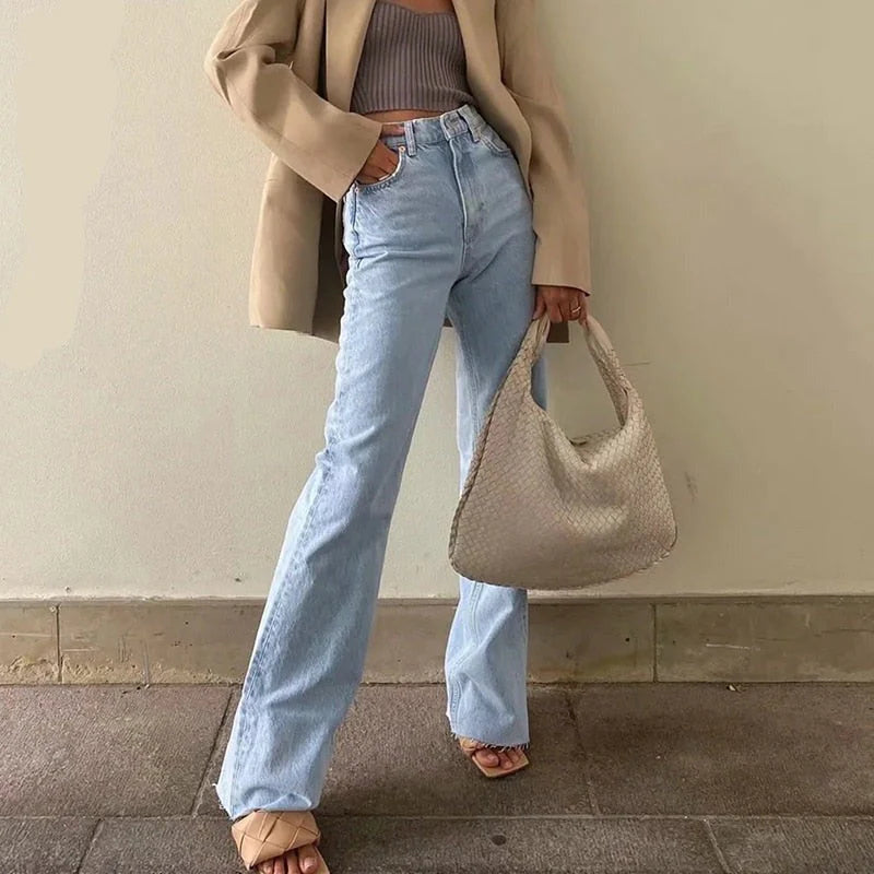 Spring Outfits Casual Fashion Straight Leg Women'S Jeans Denim Bottom Harajuku Boyfriend Long High Waist Baggy Jeans Fall Pants