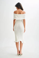 Molly Off Shoulder Knit Midi Dress - Ivory