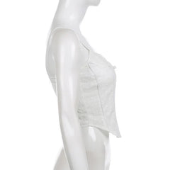 Solid Textured Bowknot Applique Zip-Up Cami Top