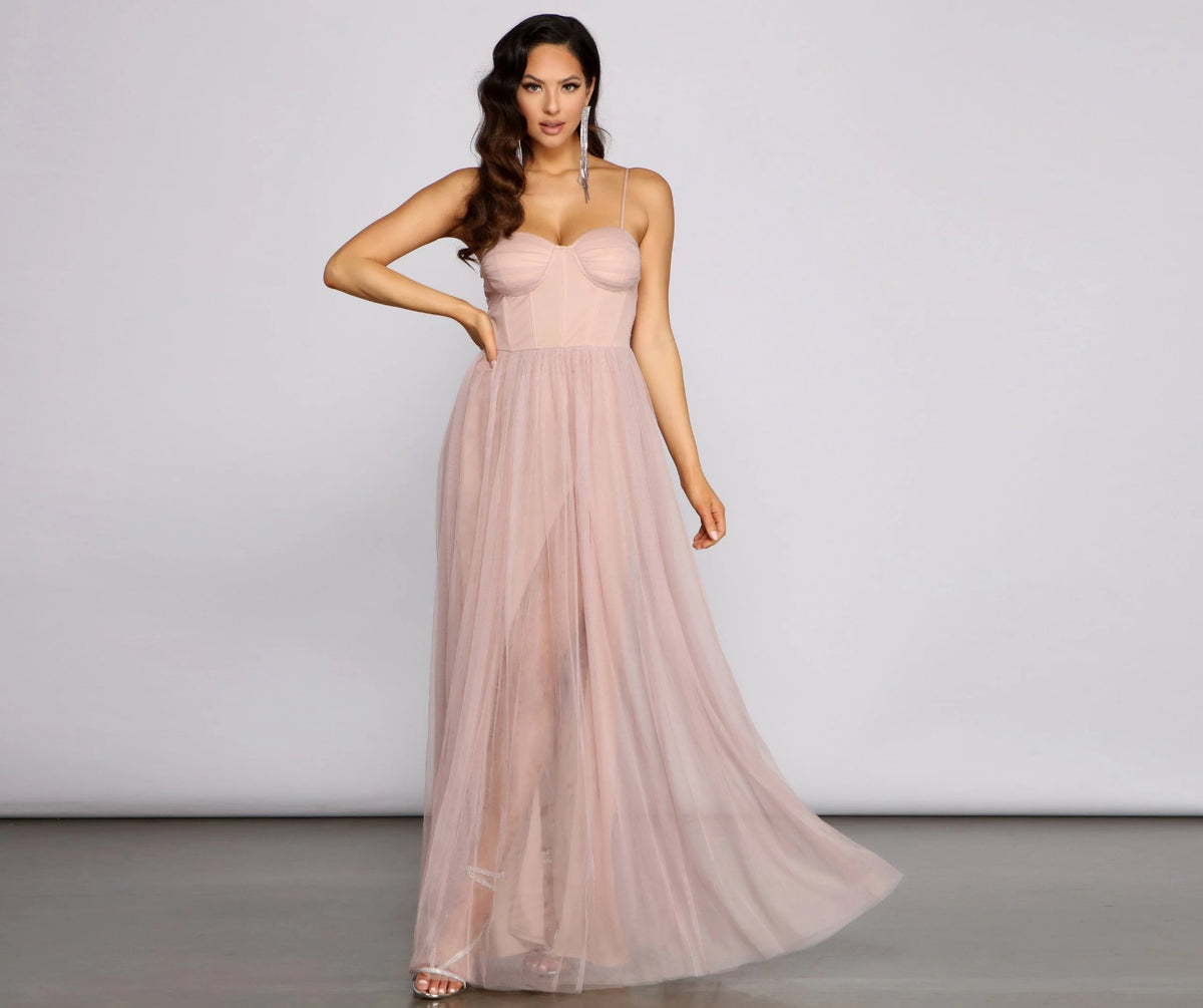 Estelle Formal High Charming Slit A-Line Dress