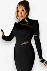 Hollow Slim High Collar Dress
