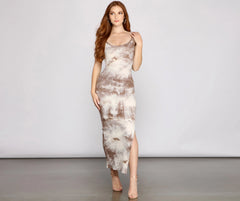 Fab And Retro Tie-Dye Graceful High Slit Maxi Dress