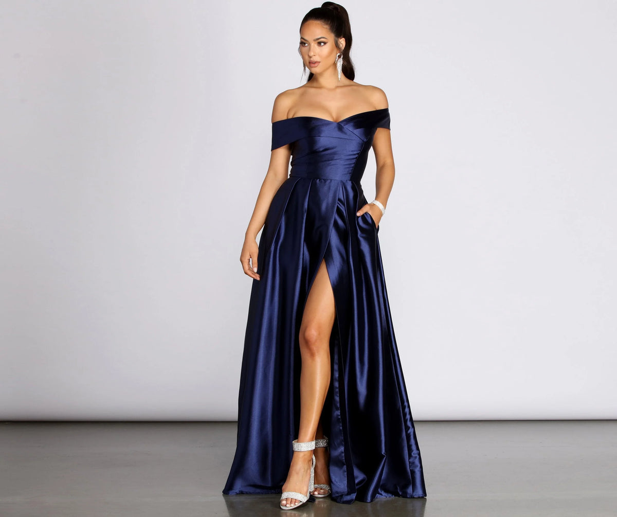 Palmer Formal Stylish Satin Wrap Dress