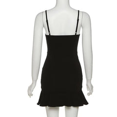 Ruffled Ruched Mesh See-Through Cami Mini Dress