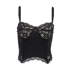 Hem Lace Heart Neck Lace Cami Top