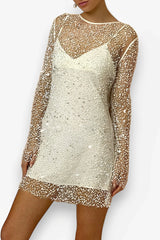 See-Through Mesh Two-Piece Suspender Dress