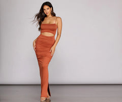 Ruched To The Charming Maxi Knit Dress