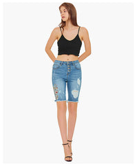 Three-Dimensional Embroidered Slim Stretch Jeans