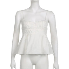 Backless Ruched Zip-Up Button Lace Hem Solid Cami Top