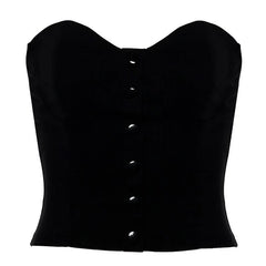Sweetheart Neck Button Solid Tube Top