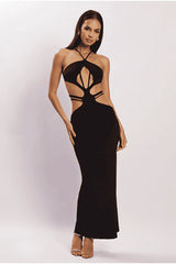 Hollow Design Long  Black Dress