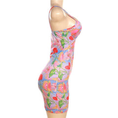 Flower Print Contrast Low Cut V Neck Cami Mini Dress