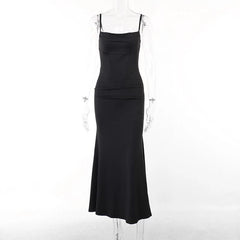 Solid Cowl Neck Backless Cami Dress